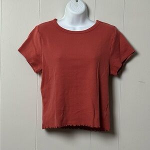 Old Navy Women's Burnt Orange Cotton Blend Waffle Knit Short Sleeve Tee Size XL